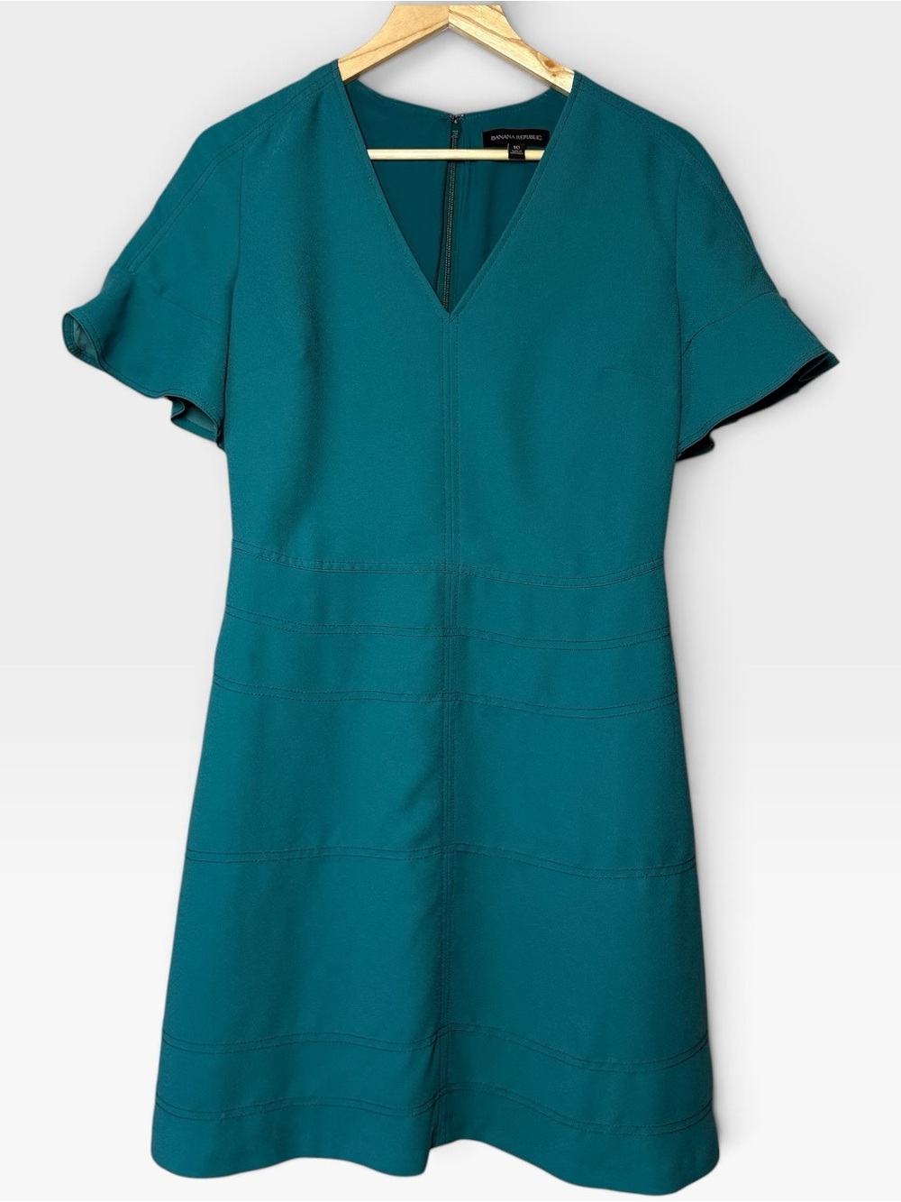 Banana Republic Teal Flutter Sleeve Fit & Flare Dress Size 10